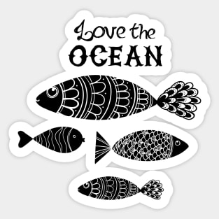 Nautical lettering:love the ocean Sticker